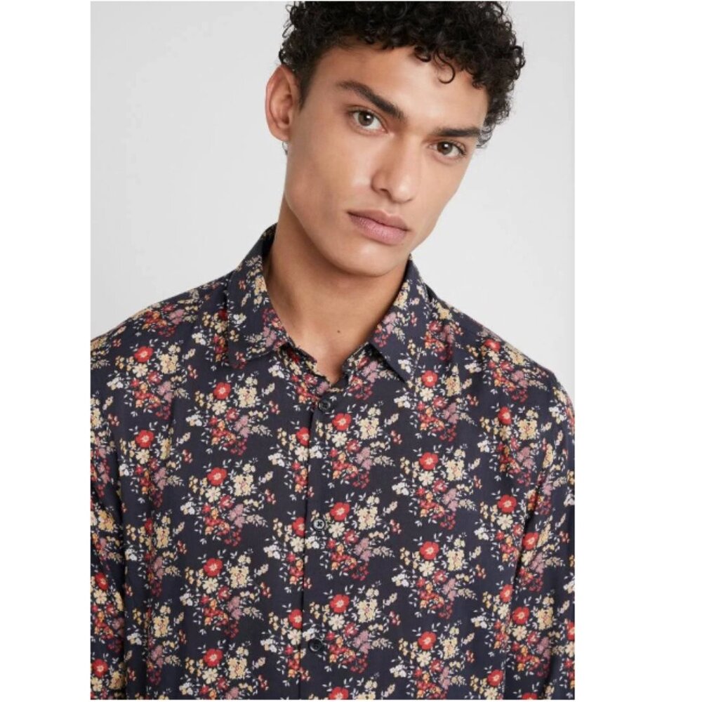 The Kooples Men's size XS Floral Ultra Soft Long Sleeve Button Down
